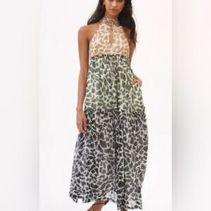 Anthropologie Maeve M NWT Keyhole Halter Maxi dress Tiered Medium 180$ Bohemian.